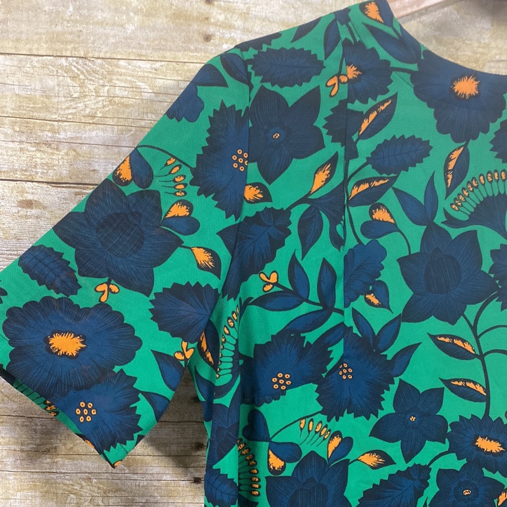 Vibrant mod 60s dress green and navy size large - Picture 3 of 10